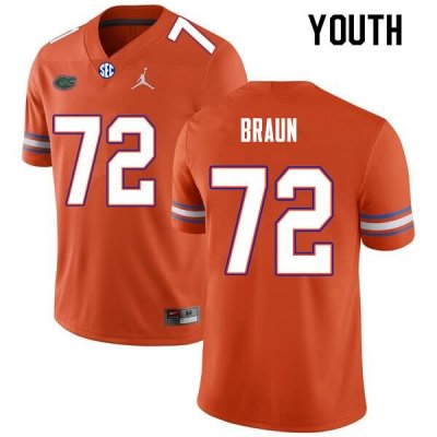 Youth Florida Gators #72 Josh Braun NCAA Nike Orange Authentic Stitched College Football Jersey SCO0262YT